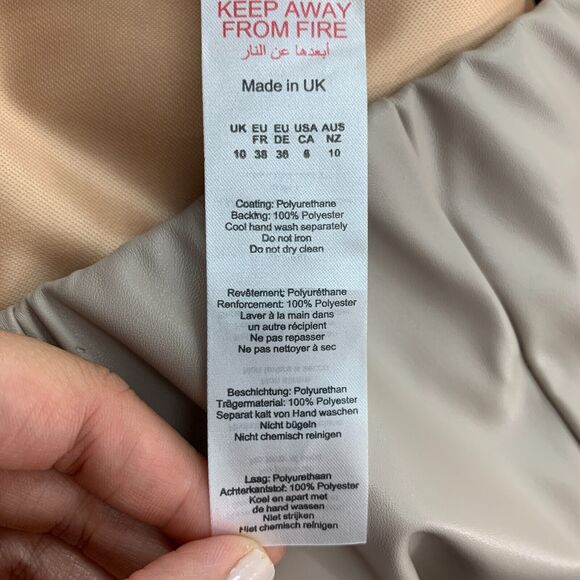 PrettyLittleThing Trouser Womens 6 Stone Faux Leather Seam Detail Straight Leg - Picture 12 of 16